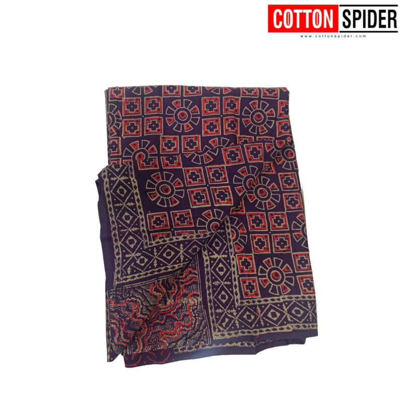 MulMul Purple Saree - Image 3