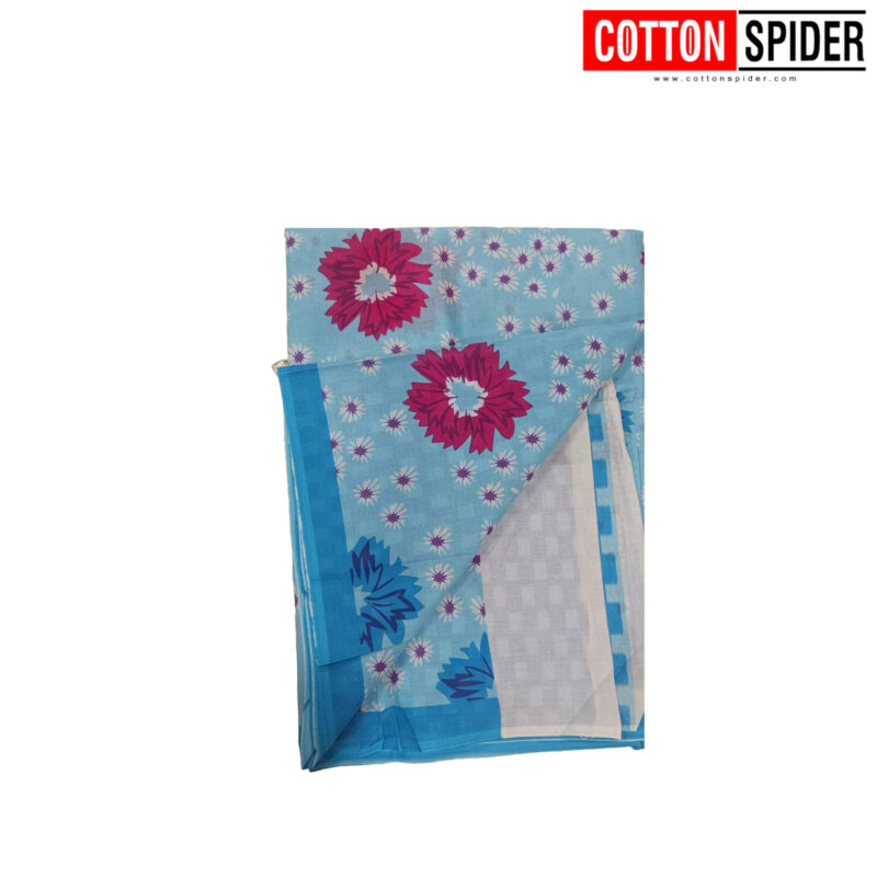 MulMul Blue  Saree - Image 3