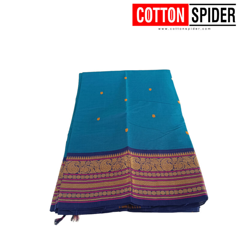 Chettinad Blue Saree - Image 2
