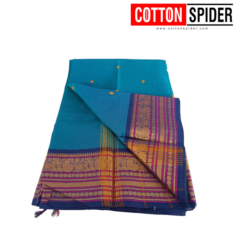 Chettinad Blue Saree - Image 3