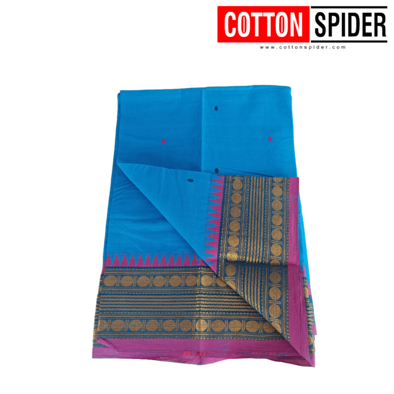 Chettinad Blue Saree - Image 2