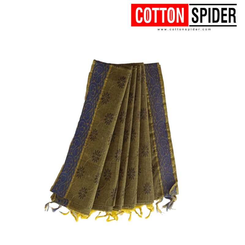 Emboster Olive Green Saree
