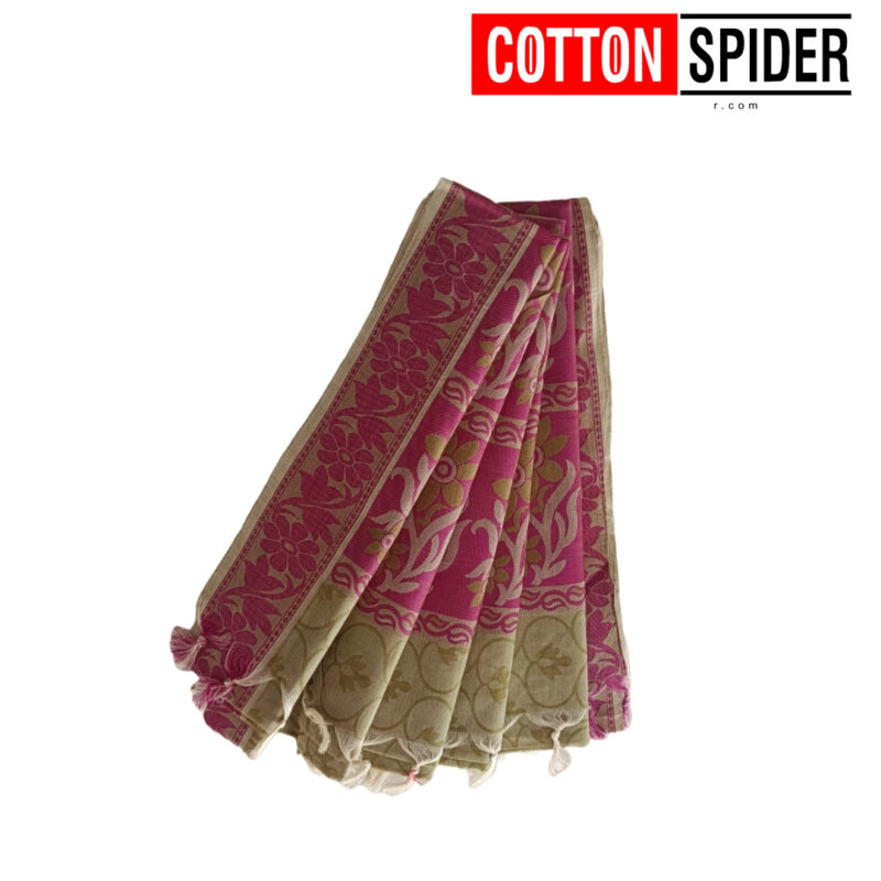 Emboster Olive Green with  Diffrent Pink Design Saree