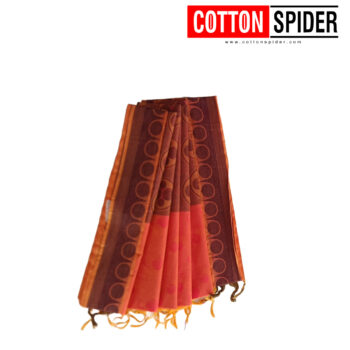 Emboster Pink Shde with Brown Saree