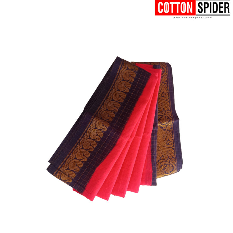 Sungadi Pink with Blue Boreder Saree