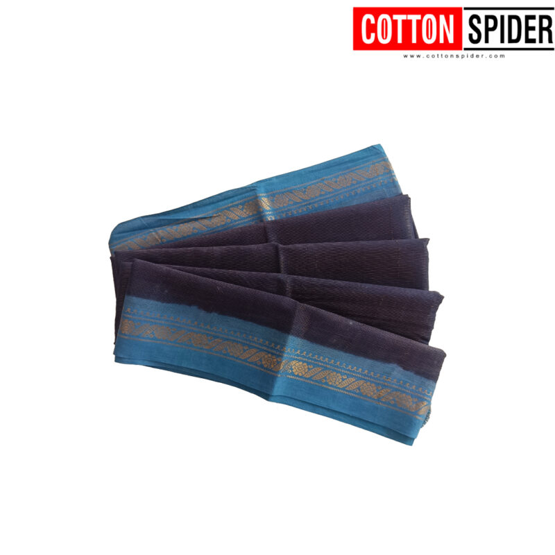 Sungadi Blue  with Sky Blue Boreder Saree