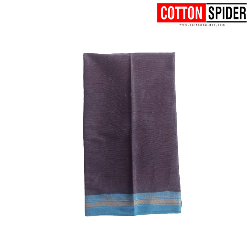 Sungadi Blue  with Sky Blue Boreder Saree - Image 3