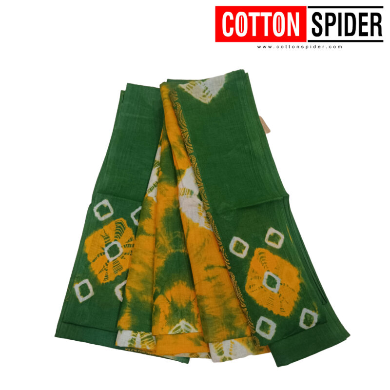 Sungudi Yellow Saree with Green Border