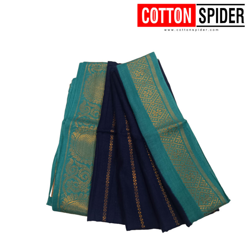 Sungudi Blue Saree with Light Blue Border
