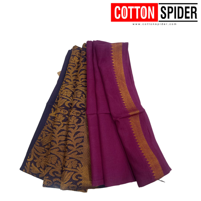 Sungudi Pink Saree with Dark Blue Border