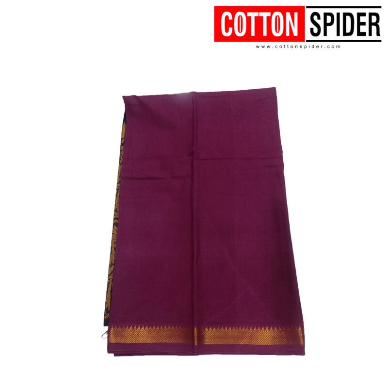 Sungudi Pink Saree with Dark Blue Border - Image 2