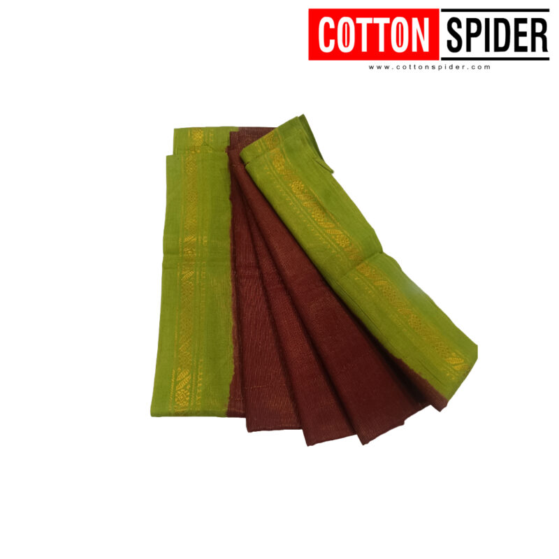 Sungudi Brown Saree  with  Green Border