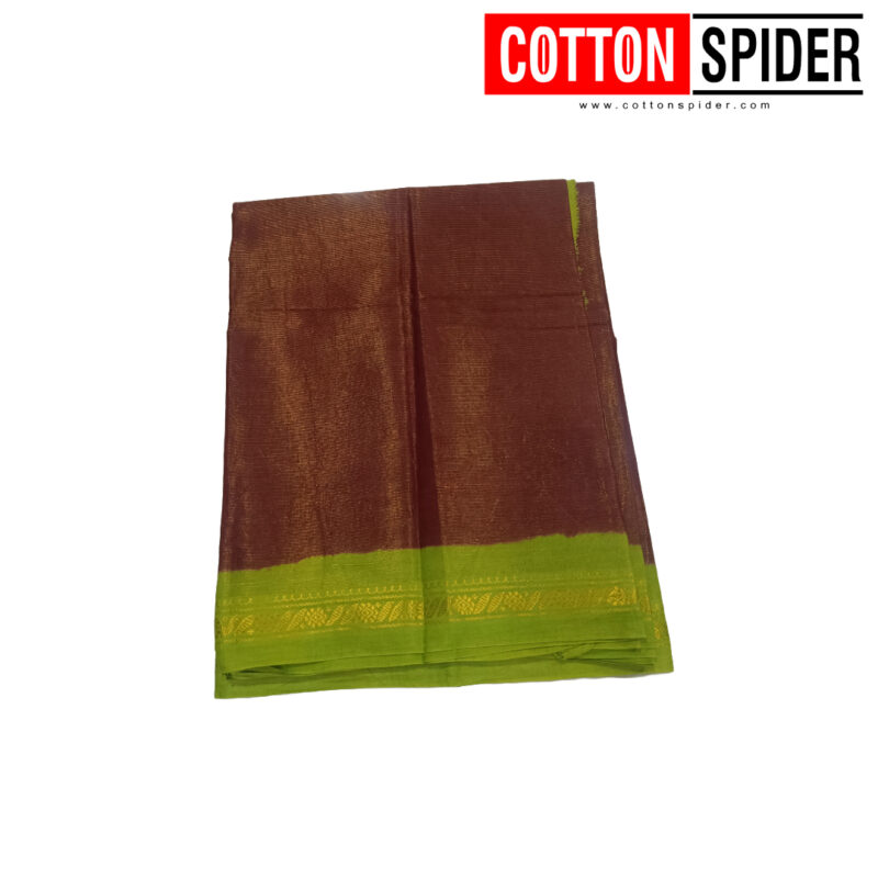 Sungudi Brown Saree  with  Green Border - Image 2