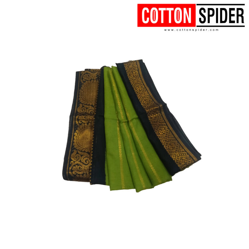 Sungudi Green Saree  with  Dark Green Border