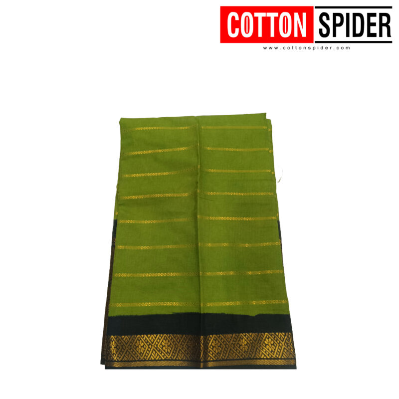 Sungudi Green Saree  with  Dark Green Border - Image 2
