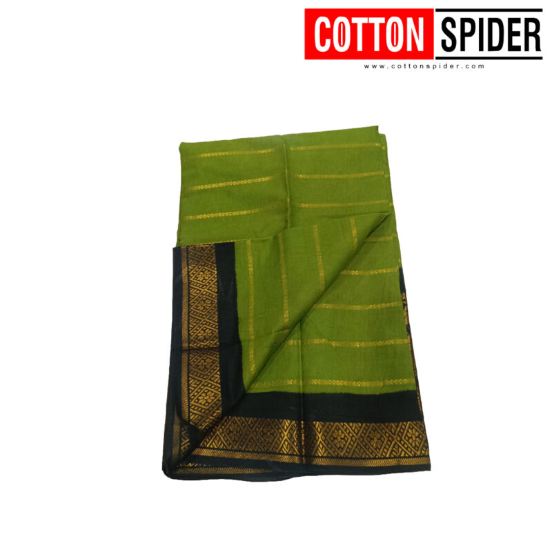 Sungudi Green Saree  with  Dark Green Border - Image 3