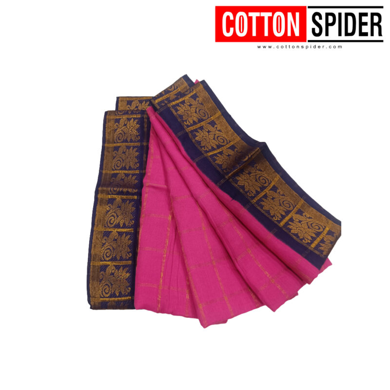 Sungudi  Pink Saree with Blue Border