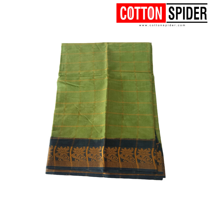 Sungudi Green Saree with Blue Border - Image 2