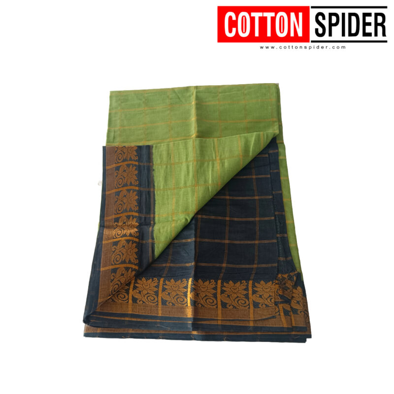 Sungudi Green Saree with Blue Border - Image 3