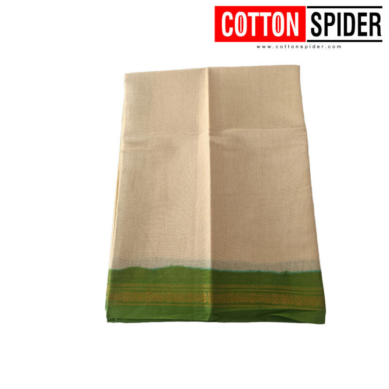 Sungudi White Saree with Green Border - Image 2