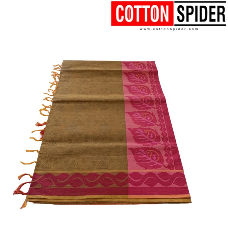 Negamam  Green Saree  with Pink Border - Image 2