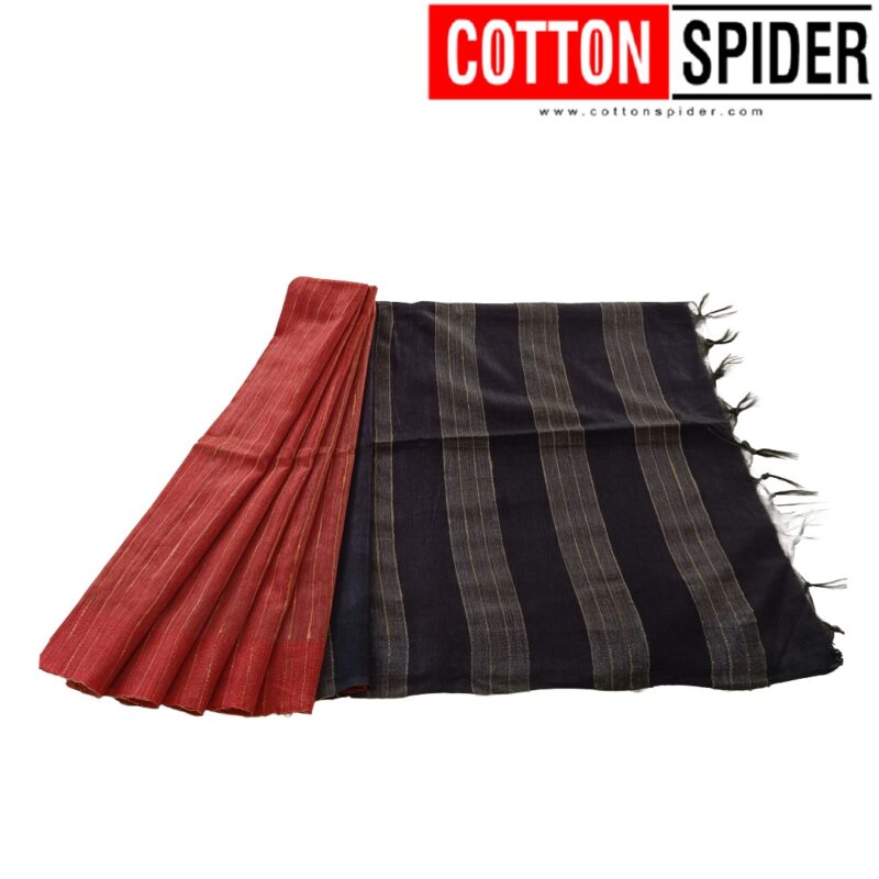 Tussar Red and Gray Saree