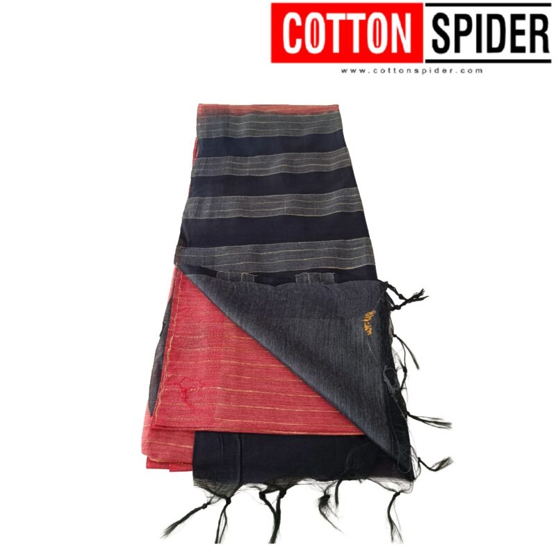 Tussar Red and Gray Saree - Image 3