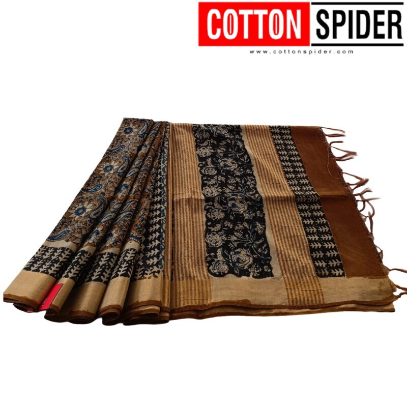 Tussar Sandal and Black Saree