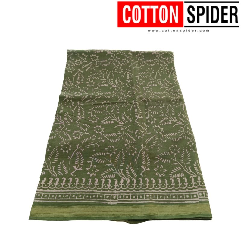 MulMul Green Saree - Image 2