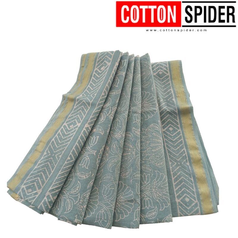 MulMul Light Blue Saree