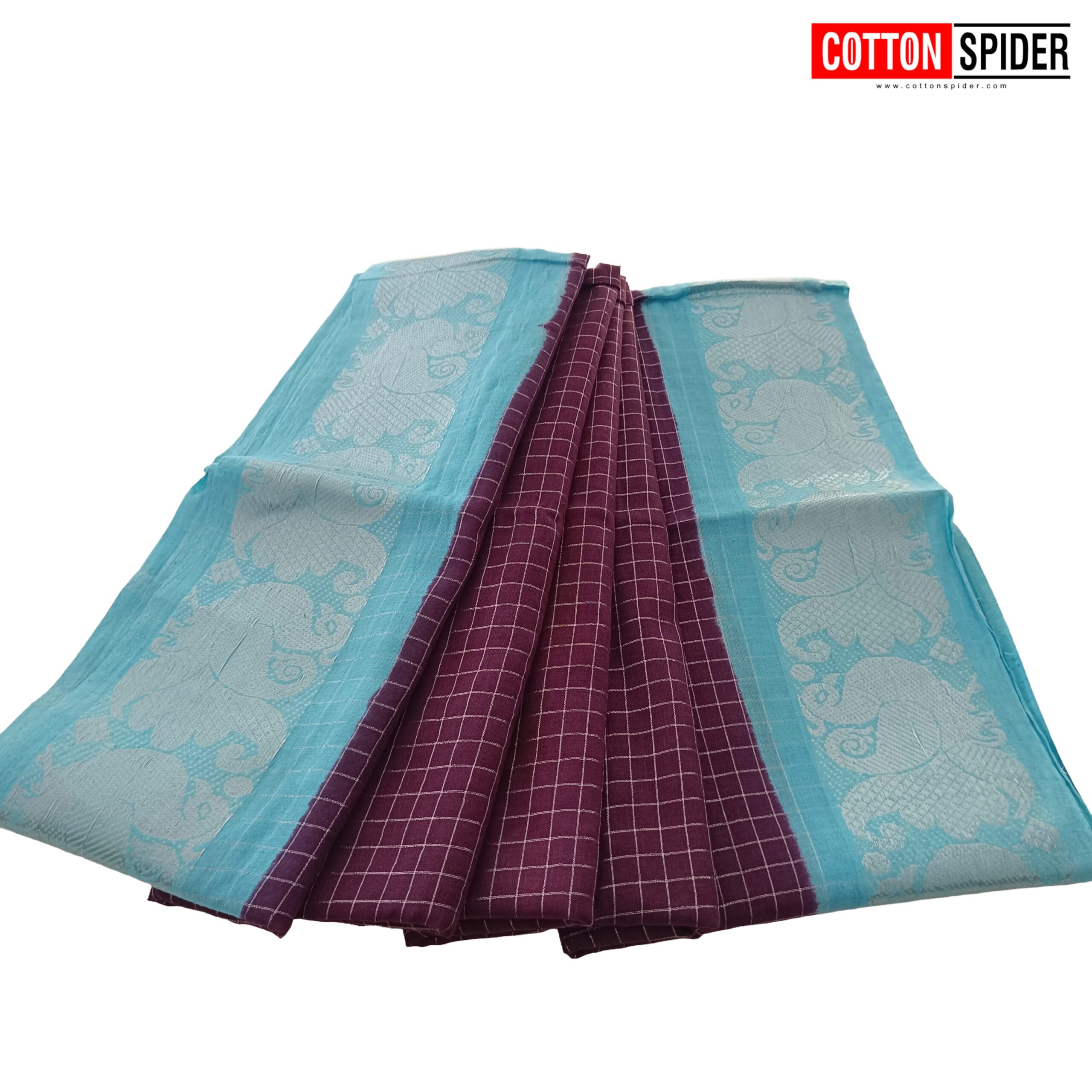 Sungadi Dark Blue Saree with Light Blue Border Saree