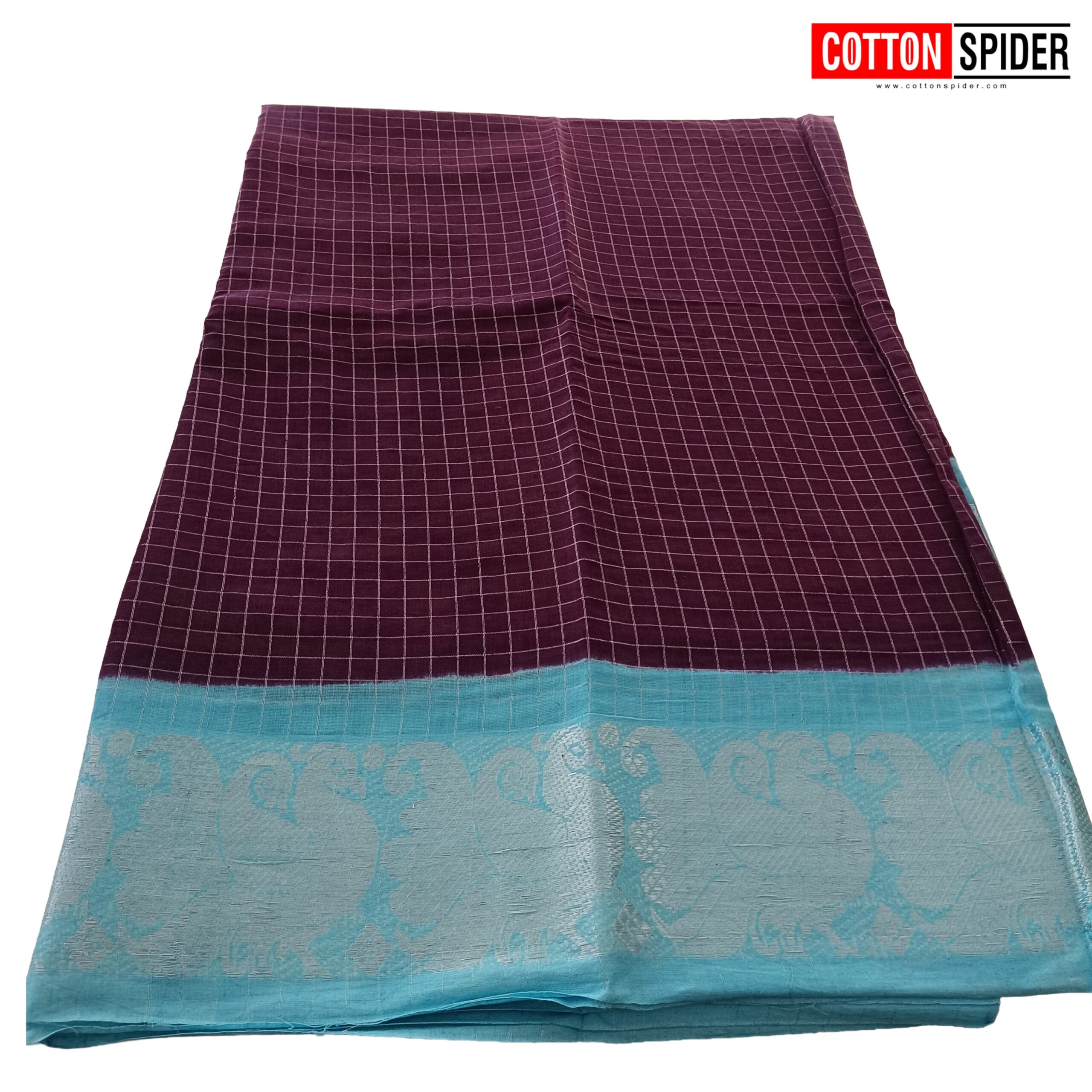 Sungadi Dark Blue Saree with Light Blue Border Saree - Image 2